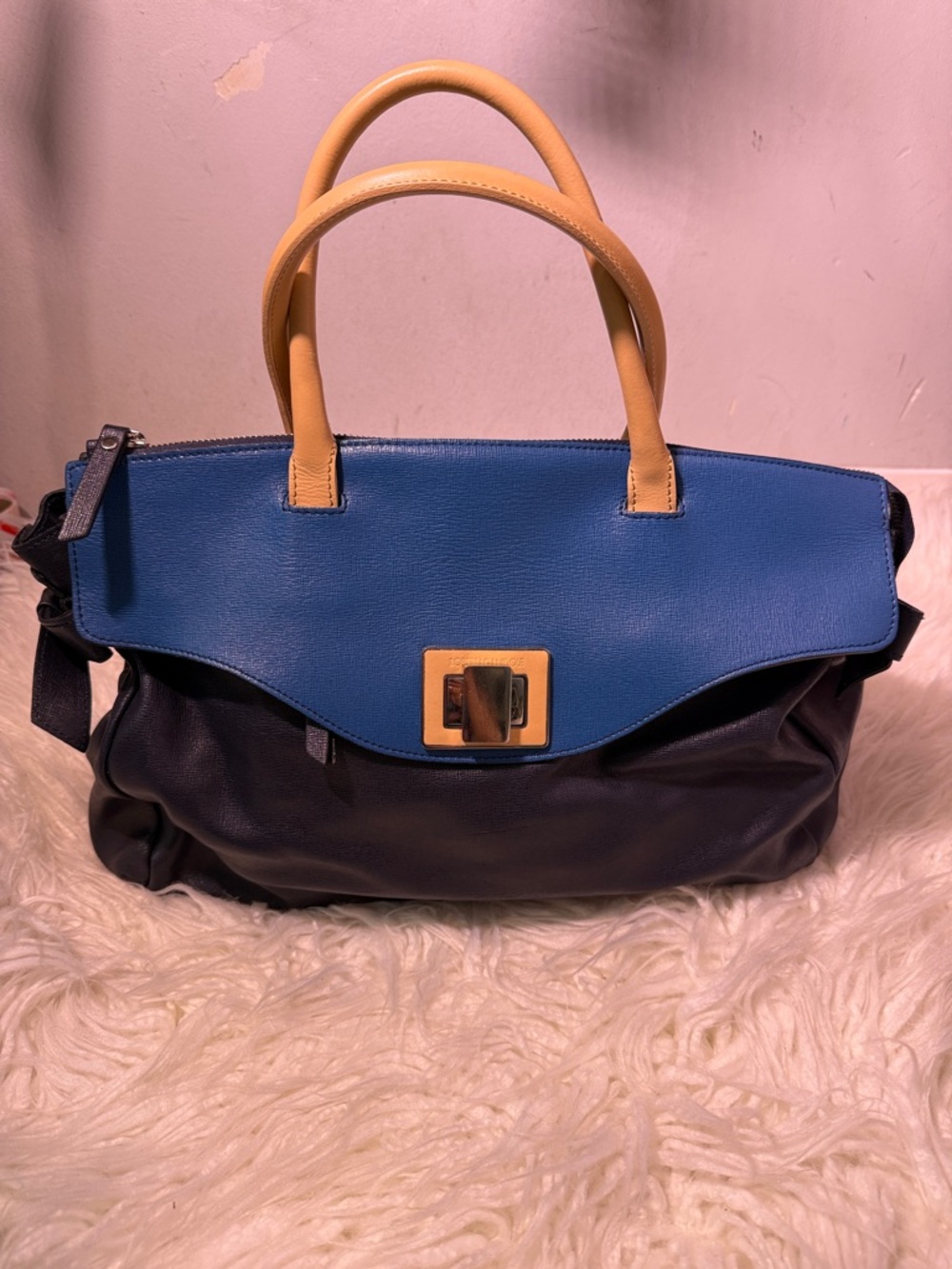 Roberta Gandolfi Satchel Blue and tan Leather Top-Handle - Women Bags medium